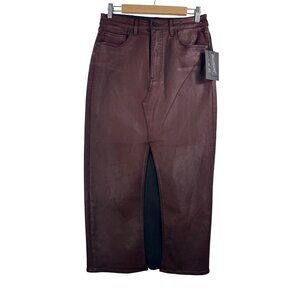 Blank NYC burgundy wax coated faux leather maxi skirt goth 90s sz 29